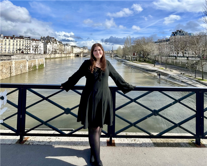 Katelyn visiting Pont De IArcheveche in Paris