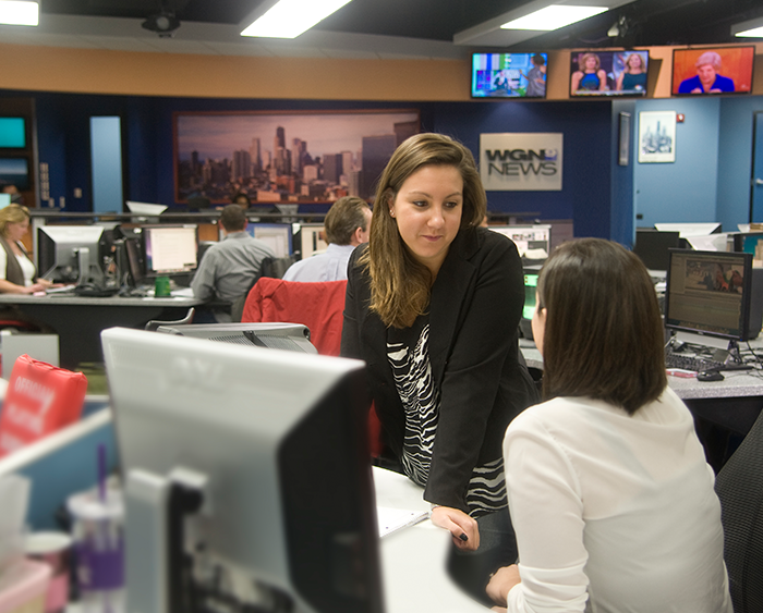 a student interning at WGN studios