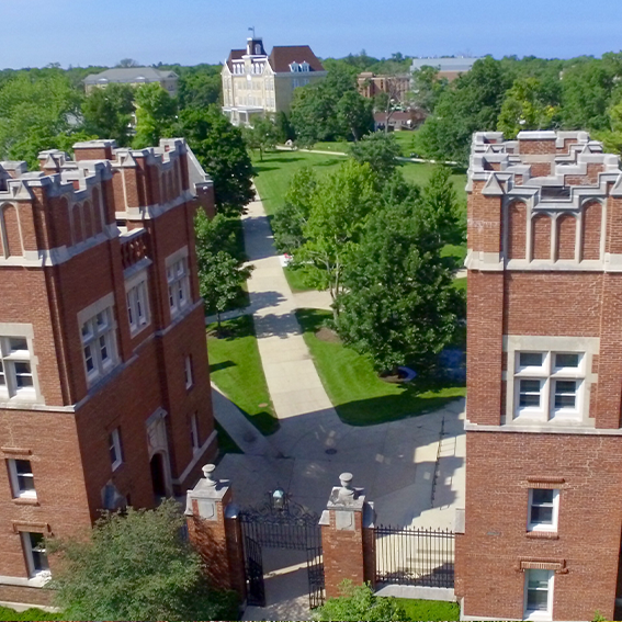 aerial view of the Harlan and Blackstone gates
