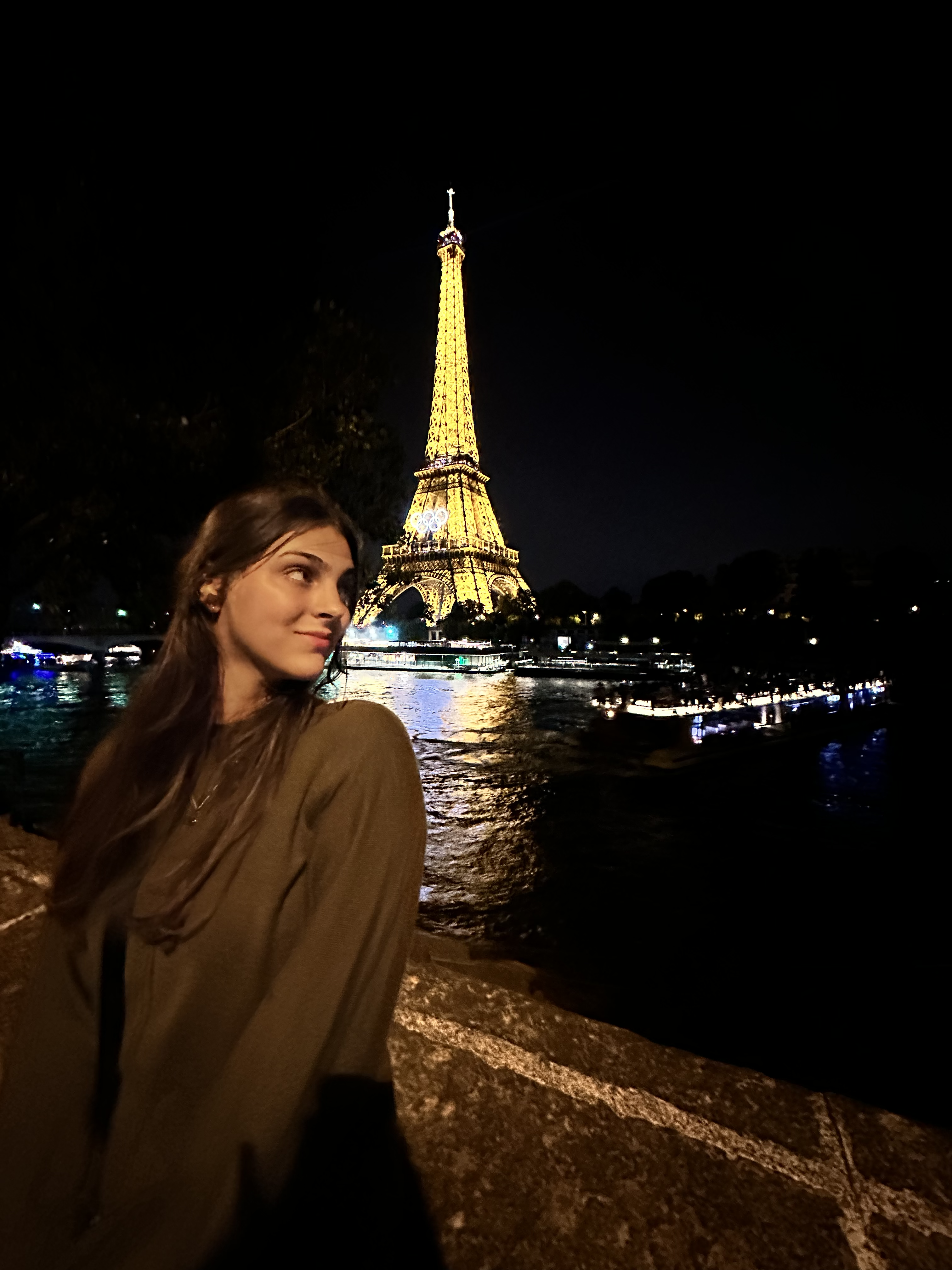 Brodie at the Eifel Tower at night