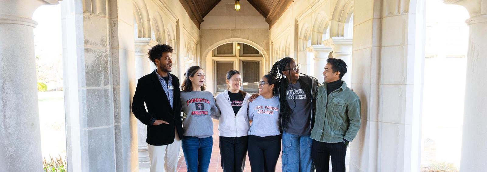 students walking in the breezeway