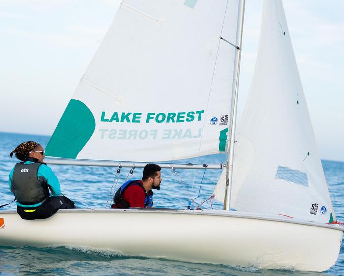 sailing team on the lake