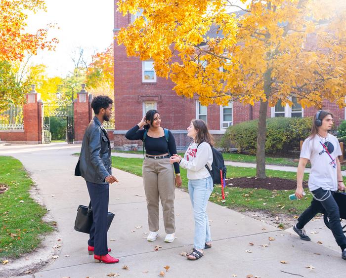 Students on Middle Campus in fall