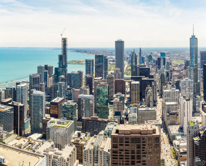 Aerial view of downtown Chicago