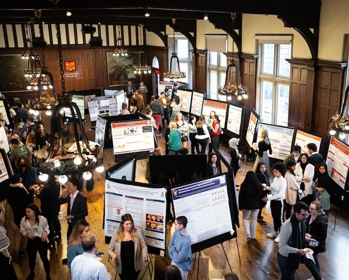 Glassman Symposium Poster Session seen from balcony above