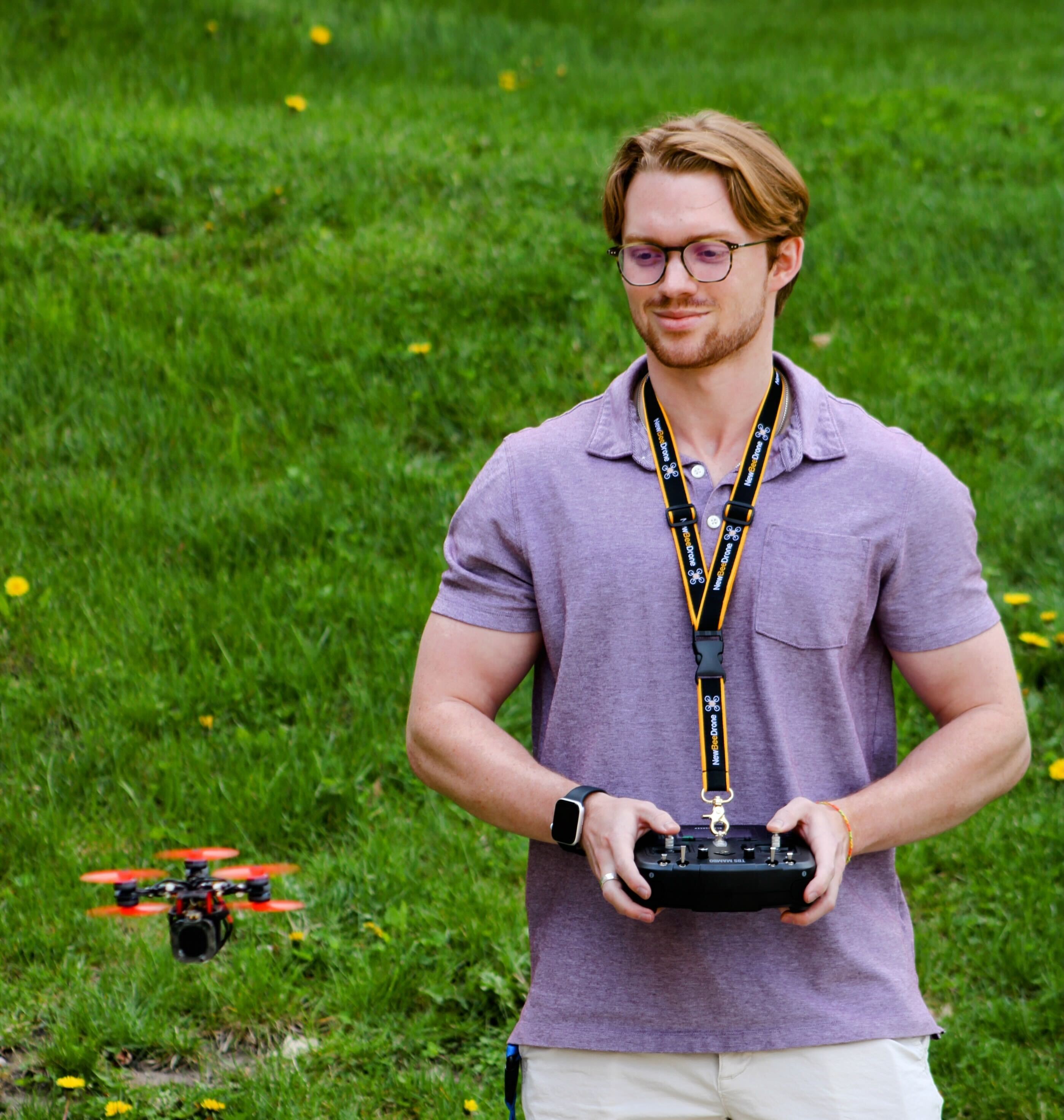 Jack Curtis flying drone he designed