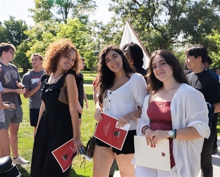 Students walking in the Matriculation gauntlet