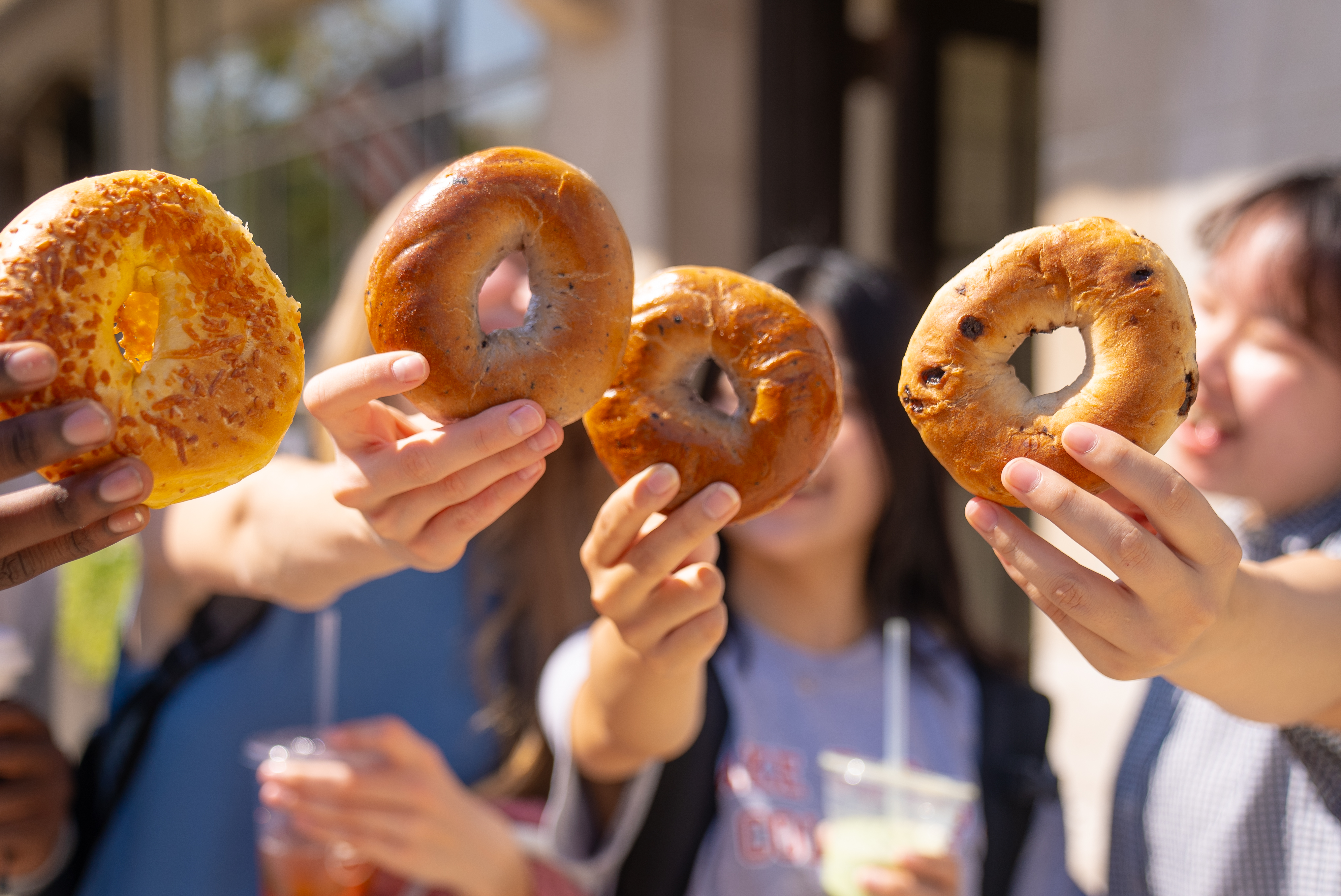 students with bagels