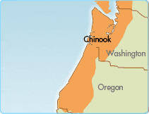Distribution of the Chinook Indian Tribes in Oregon and Washingtion.