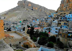 Maalula; a mountain village in Syria home to a Sureth speaking community. Maalula is typical for a Sureth village.