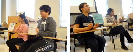 <em>High school students participating in the Chicago Brain Bee oral competition.</em>